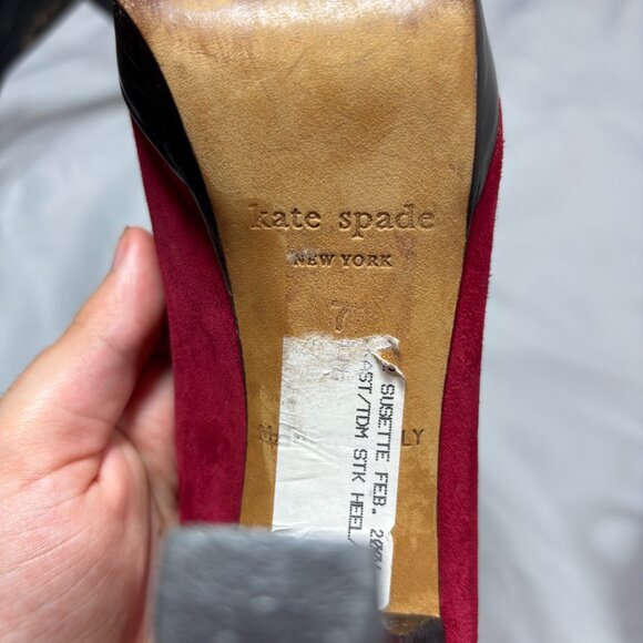 Kate Spade Trilby Ruby New York Round Toe Mary Jane Pumps Suede Heels Size 7 - Picture 7 of 9